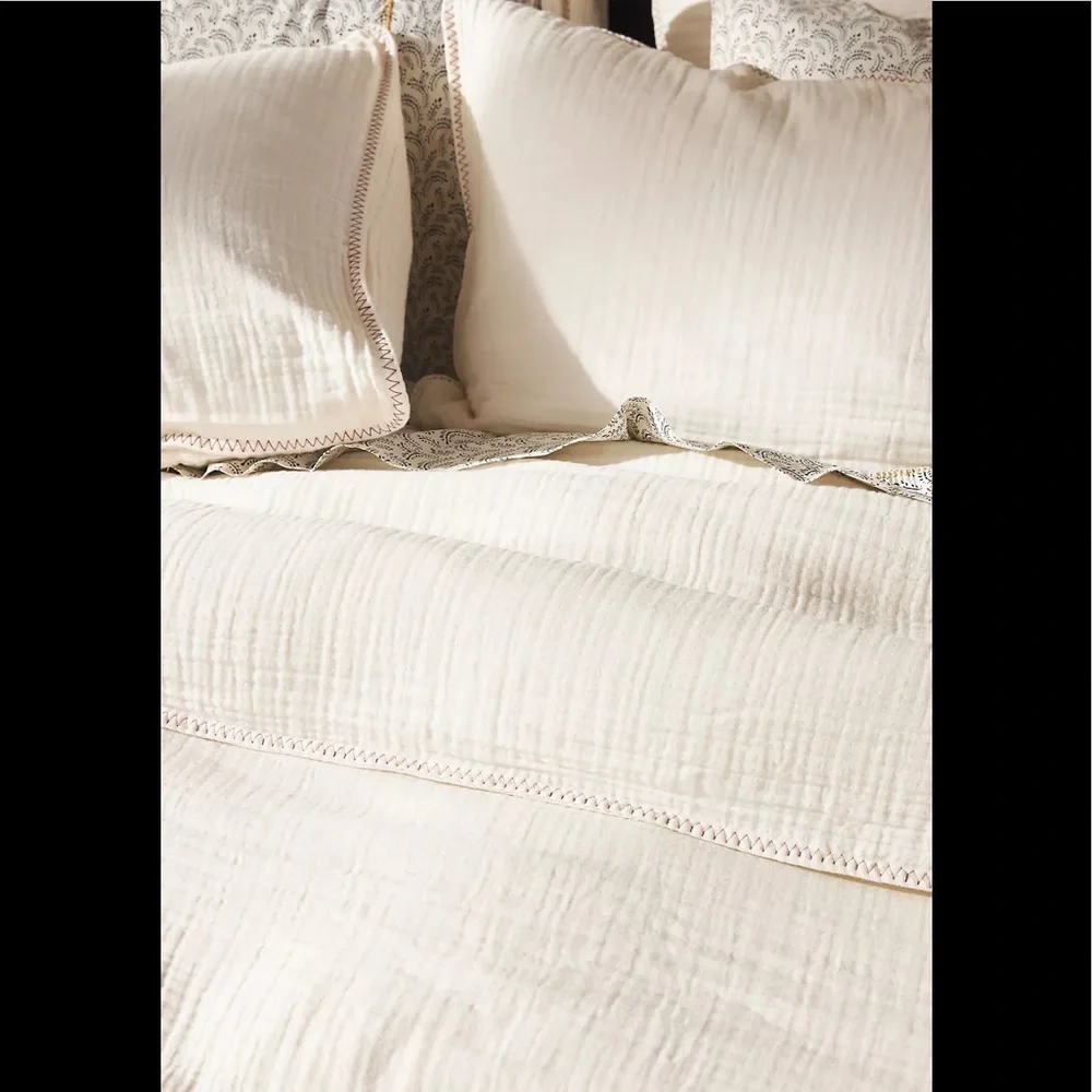New Anthropologie Amber Lewis Gretchen Gauze Duvet Cover Ivory King